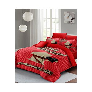 King Size Sevgililer Günü Çift Kişilik Nevresim Takımı%100 Pamuk Saten Bitanecik Sevgilim