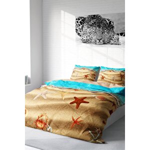 King Size Beach Stars 3d Baskılı Çift Kişilik Nevresim Takımı