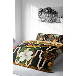 King Size Figure Parrot 3d Pamuk Saten Çift Kişilik Nevresim Takımı
