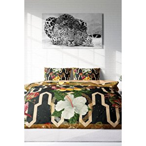 King Size Figure Parrot 3d Pamuk Saten Çift Kişilik Nevresim Takımı
