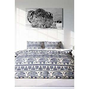 King Size Ethnic Elephant 3d Pamuk Saten Çift Kişilik Nevresim Takımı