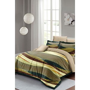 King Size Harmony Brown Çift Kişilik Nevresim Takımı 3d Pamuk Saten