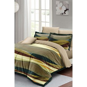 King Size Harmony Brown Çift Kişilik Nevresim Takımı 3d Pamuk Saten