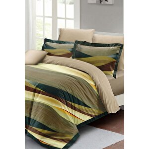 King Size Harmony Brown Çift Kişilik Nevresim Takımı 3d Pamuk Saten