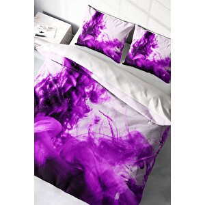 King Size Purp 3d Çift Kişilik Nevresim Takımı