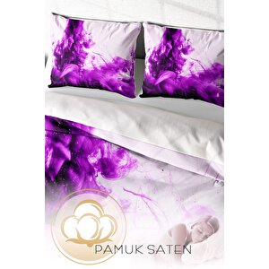 King Size Purp 3d Çift Kişilik Nevresim Takımı