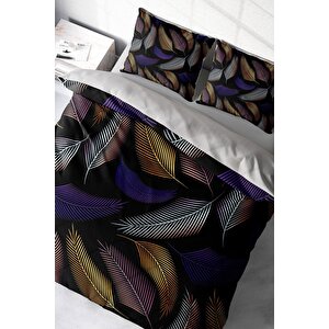 King Size Color Leaf 3d Pamuk Saten Çift Kişilik Nevresim Takımı