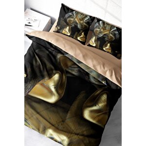 King Size Gold Cover 3d Pamuk Saten Çift Kişilik Nevresim Takımı