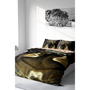 King Size Gold Cover 3d Pamuk Saten Çift Kişilik Nevresim Takımı