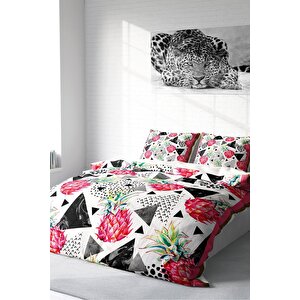 King Size Pineapple Pamuk Saten Çift Kişilik Nevresim Takımı 3d