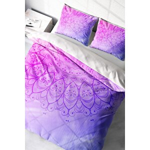 King Size Violet Damask Klasik Çift Kişilik Nevresim Takımı