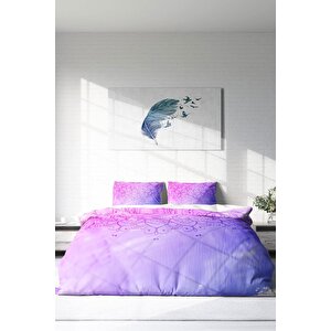 King Size Violet Damask Klasik Çift Kişilik Nevresim Takımı