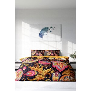 King Size Indian 3d Pamuk Saten Çift Kişilik Nevresim Takımı