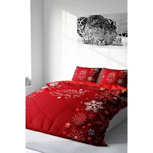 King Size Yılbaşı Süsü Merry Christmas Çift Kişilik 3d Nevresim Takımı Pamuk Snowflake