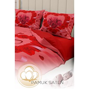 King Size Sevgililer Günü Çift Kişilik Nevresim Takımı%100 Pamuk Saten 3d Sonsuza Kadar