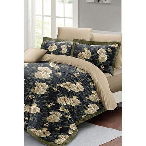 King Size Flower Nefti Çift Kişilik Nevresim Takımı 3d Pamuk Saten