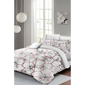 King Size Marble Geo Çift Kişilik Nevresim Takımı 3d Pamuk Saten