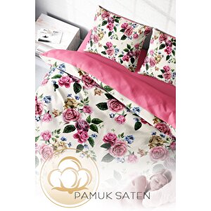 King Size Dance Of Roses Naturel Çift Kişilik Nevresim Takımı