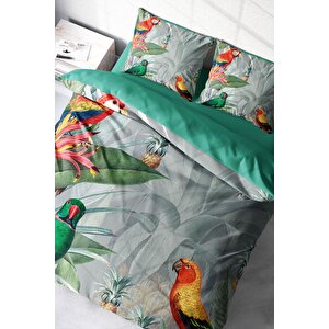 King Size Parrot World Naturel Çift Kişilik Nevresim Takımı