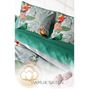 King Size Parrot World Naturel Çift Kişilik Nevresim Takımı