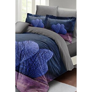 King Size Wool Heart Çift Kişilik Nevresim Takımı 3d Pamuk Saten