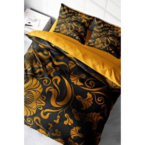 King Size Gold Leaves Klasik Çift Kişilik Nevresim Takımı