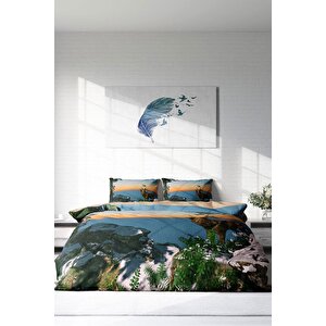 King Size Deer 3d Çift Kişilik Nevresim Takımı