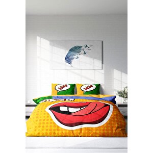 King Size Ooops Lips 3d Çift Kişilik Nevresim Takımı