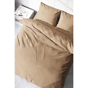 King Size Kahverengi Lux Pamuk Ranforce Çift Kişilik Nevresim Takımı