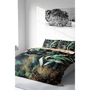 King Size Floral Watercolor 3d Pamuk Saten Çift Kişilik Nevresim Takımı