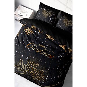 King Size Yılbaşı Süsü Merry Christmas Çift Kişilik 3d Nevresim Takımı Pamuk