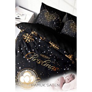 King Size Yılbaşı Süsü Merry Christmas Çift Kişilik 3d Nevresim Takımı Pamuk
