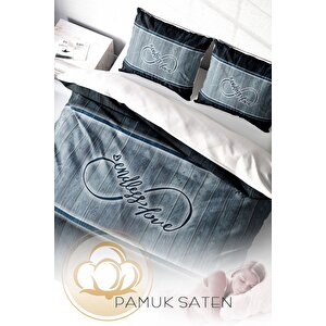 King Size Çift Kişilik Nevresim Takımı Pamuk Saten 3d Özel Tasarım Endless Love