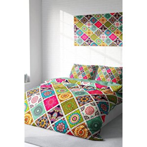 King Size Strip Motif 3d Pamuk Saten Çift Kişilik Nevresim Takımı