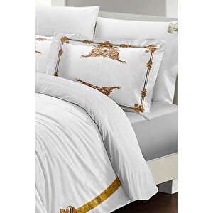 King Size Courtier 3d Pamuk Saten %100 Pamuk Çift Kişilik Nevresim Takımı