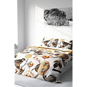 King Size Bird Circle 3d Pamuk Saten Çift Kişilik Nevresim Takımı