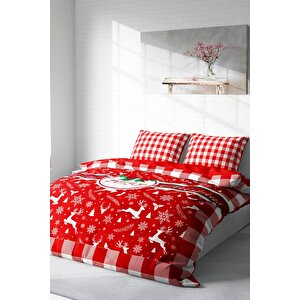King Size Yılbaşı Süsü 2023 Merry Christmas Çift Kişilik 3d Nevresim Takımı Pamuk Saten