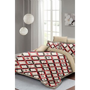 King Size Geometric Design Çift Kişilik Nevresim Takımı 3d Pamuk Saten