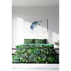 King Size Green Forest 3d Pamuk Saten Çift Kişilik Nevresim Takımı