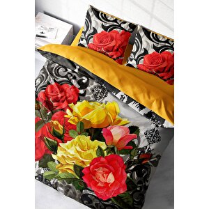 King Size Rose1006 3d Pamuk Saten Çift Kişilik Nevresim Takımı