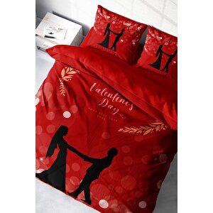 King Size Sevgililer Günü Pamuk Saten Çift Kişilik Nevresim Takımı