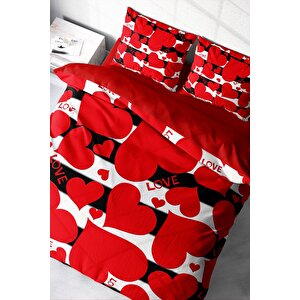 King Size Love Iı 3d Pamuk Saten Çift Kişilik Nevresim Takımı