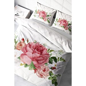 King Size New Floral 3d Pamuk Saten Çift Kişilik Nevresim Takımı