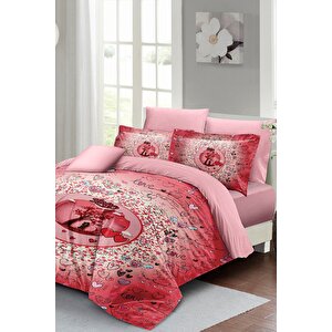 King Size Sevgililer Günü Çift Kişilik Nevresim Takımı%100 Pamuk Saten Chart