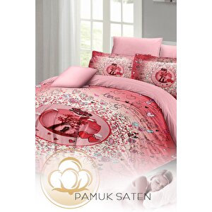 King Size Sevgililer Günü Çift Kişilik Nevresim Takımı%100 Pamuk Saten Chart