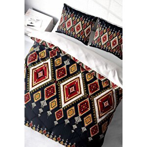 King Size Ethnic Geometric 3d Pamuk Saten Çift Kişilik Nevresim Takımı