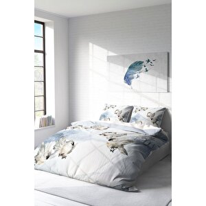 King Size Snow Bird 3d Pamuk Saten Çift Kişilik Nevresim Takımı