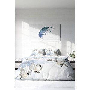 King Size Snow Bird 3d Pamuk Saten Çift Kişilik Nevresim Takımı