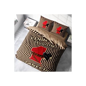 King Size Sevgililer Günü Pamuk Saten Çift Kişilik Nevresim Takımı Birtanem