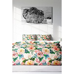 King Size Flower Spring 3d Pamuk Saten Çift Kişilik Nevresim Takımı